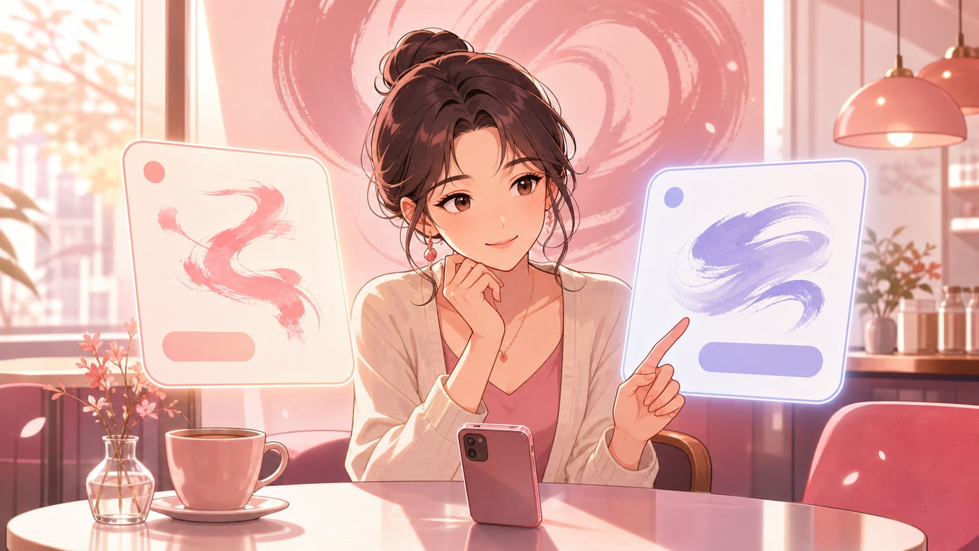 Anime-style illustration of choosing a natural Mandarin reply tone