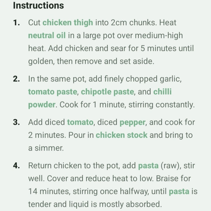 LeanBowl high-protein chicken pasta instructions